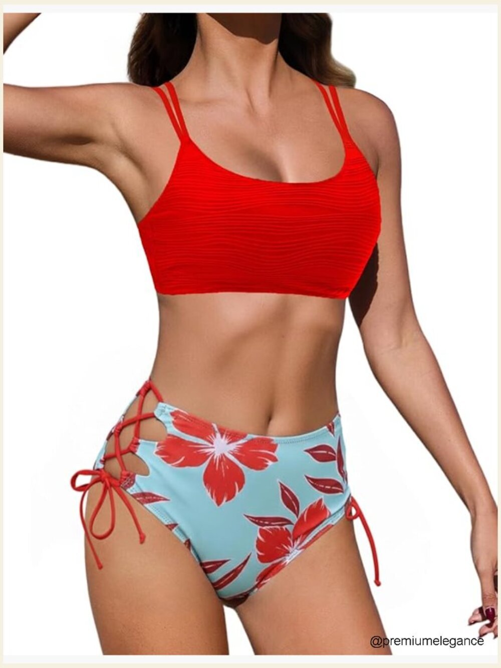 Two Piece Bikini Set String Swim Suit Cheeky High Cut Bathing Suit